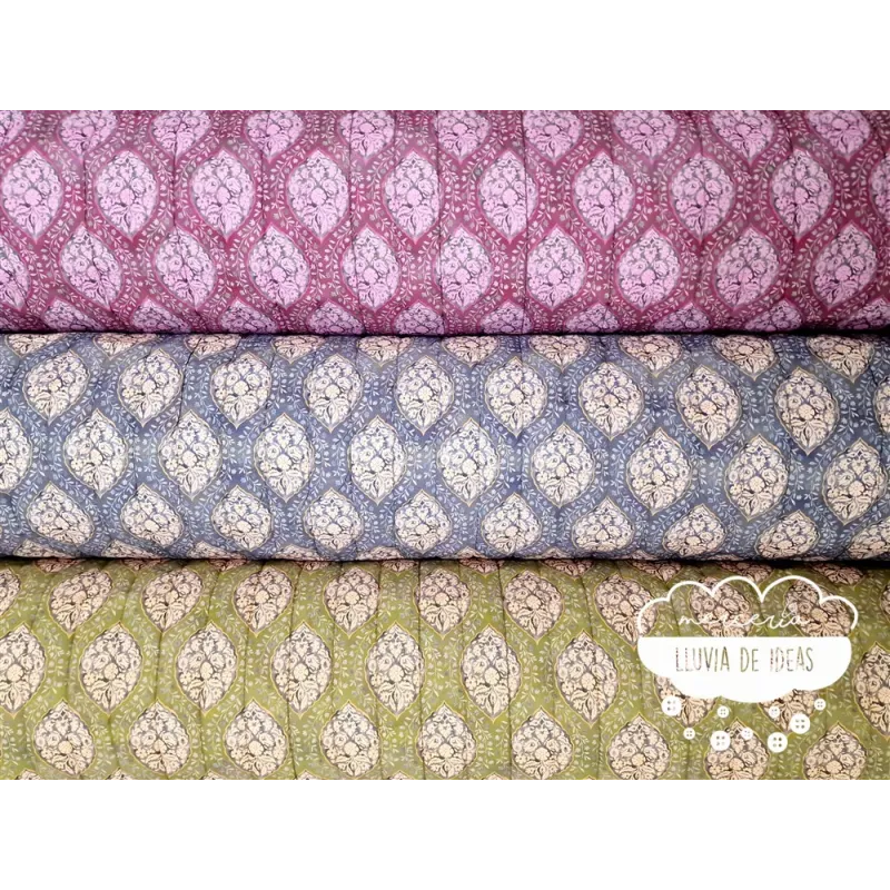 Acolchado reversible Flores y pájaros