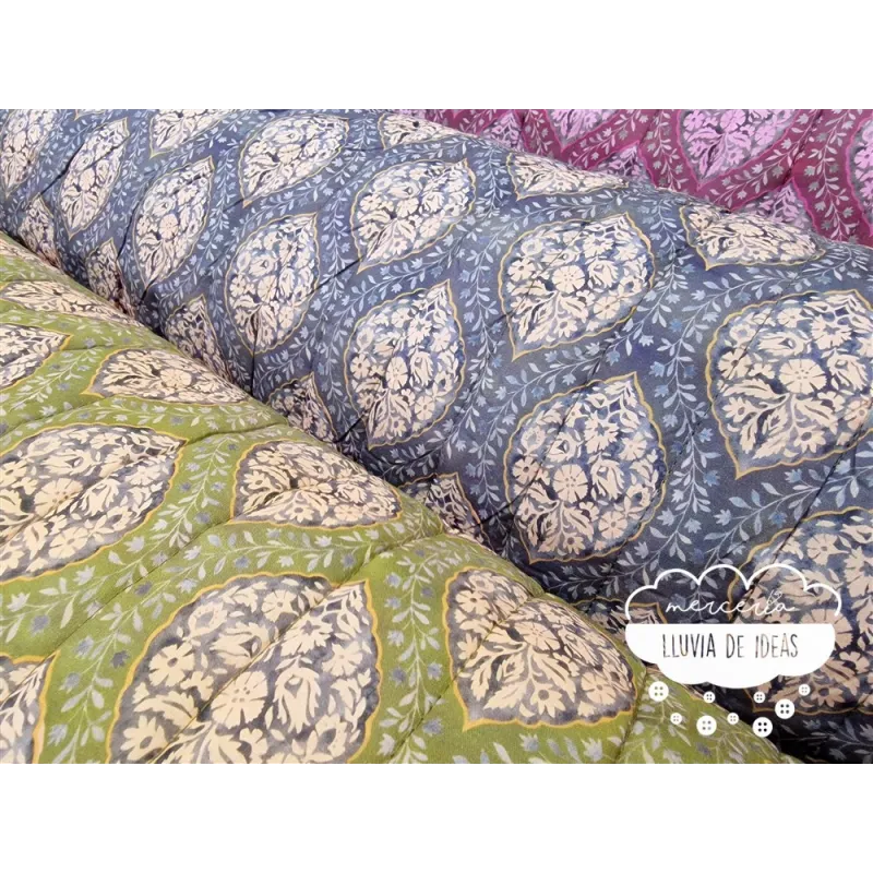 Acolchado reversible Flores y pájaros
