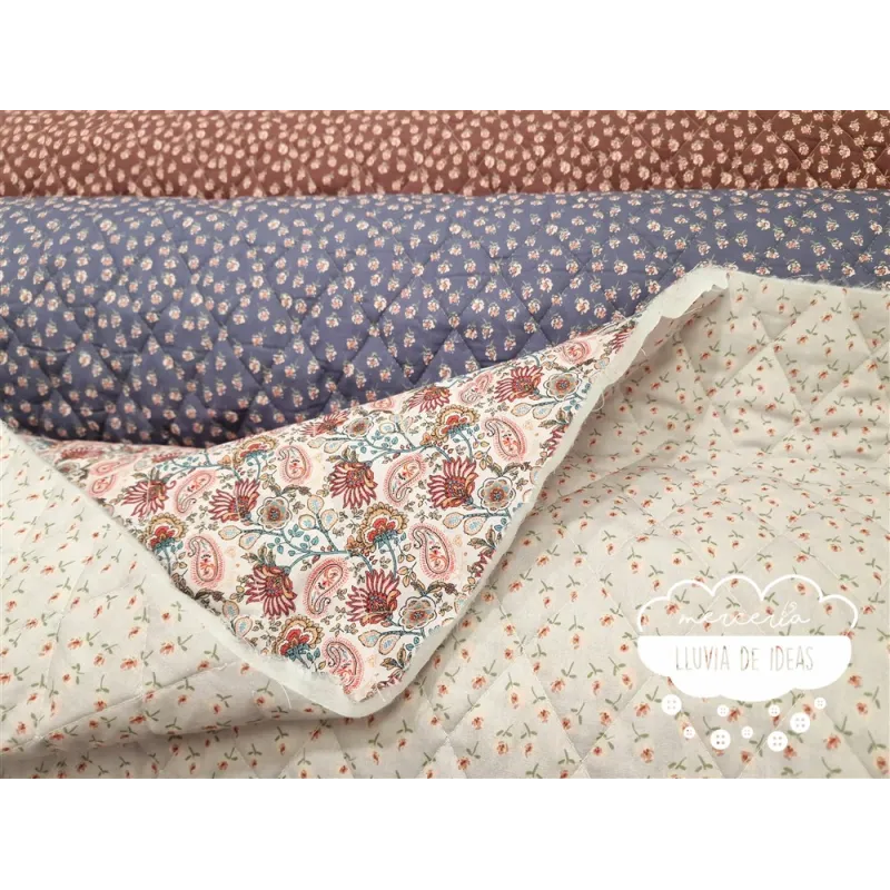 Acolchado reversible Flores y Cachemires