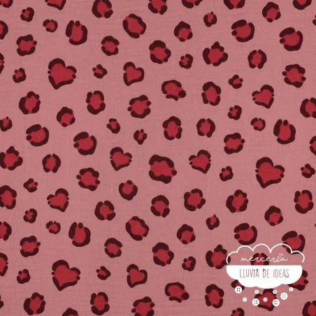 Muselina estampada Leopardo rosa