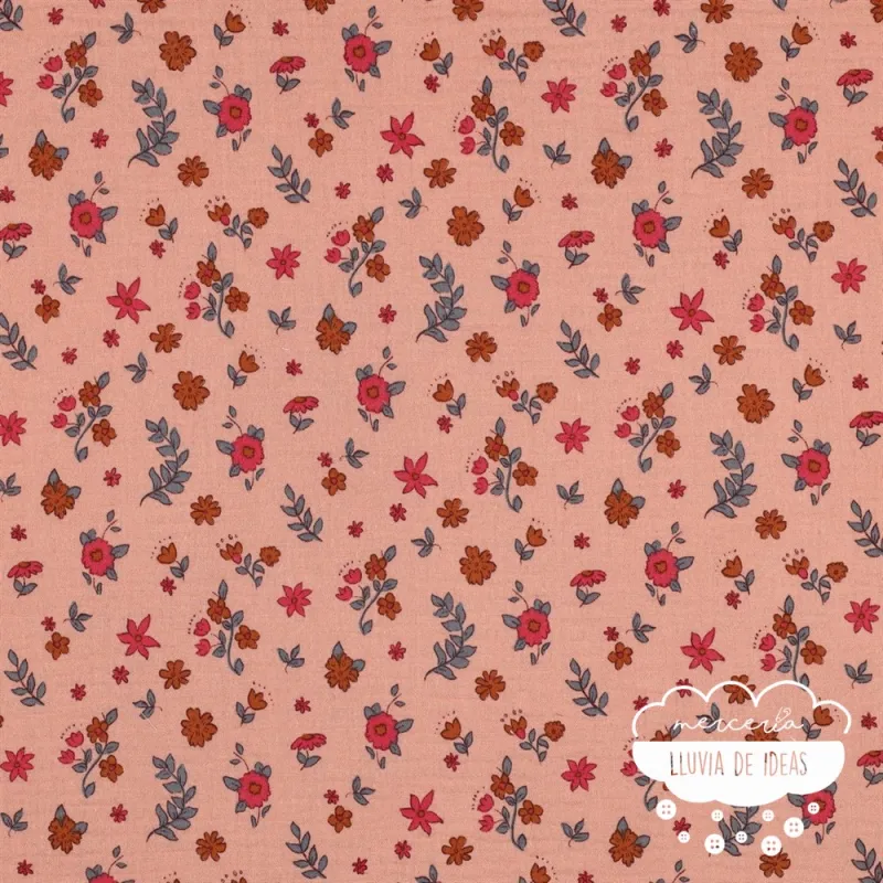 Muselina estampada Flores Tierra