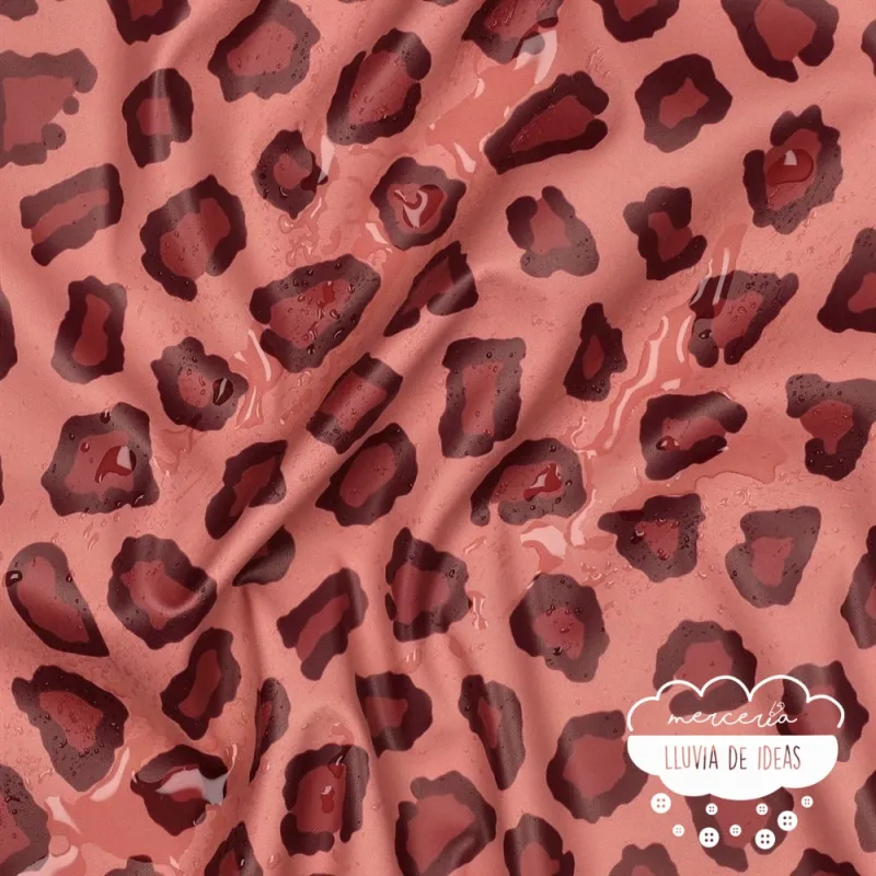 Tela impermeable Raincoat Animal Print fondo rosa