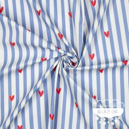 Tela impermeable Raincoat Corazones y rayas