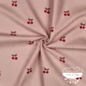 Franela estampada Cerezas fondo rosa