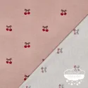 Franela estampada Cerezas fondo rosa
