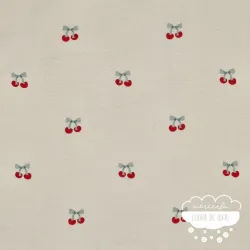 Franela estampada Cerezas fondo crudo