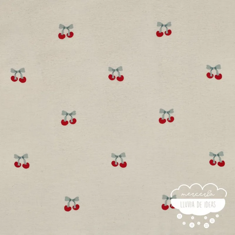 Franela estampada Cerezas fondo crudo