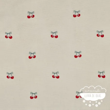 Franela estampada Cerezas fondo crudo