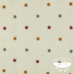 Borreguito bordado crudo Flores multicolor