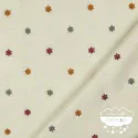 Borreguito bordado crudo Flores multicolor