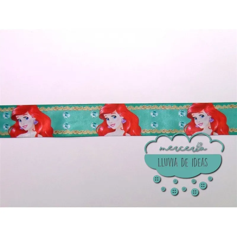 Cinta de raso o satén estampado - Colección Princesas Disney y Olaf
