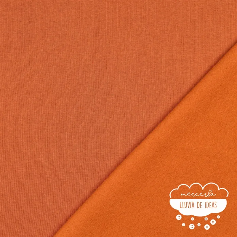 Punto sudadera liso perchado Color naranja teja