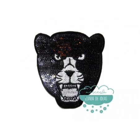 Parche bordado termoadhesivo con lentejuelas - Pantera