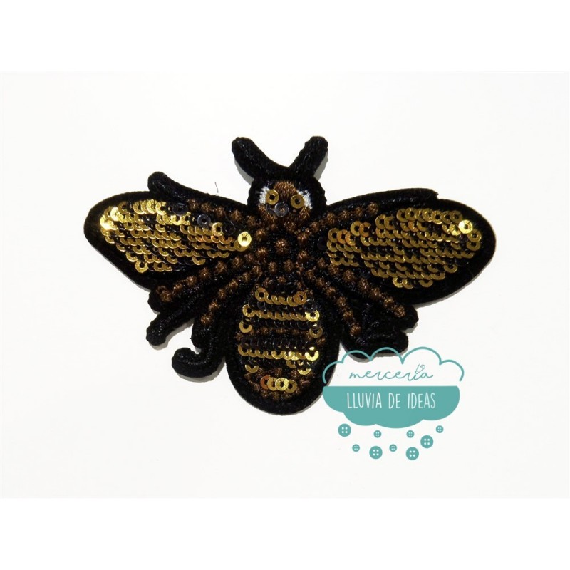 Parche bordado termoadhesivo con lentejuelas - Abeja Parche bordado termoadhesivo con lentejuelas - Abeja