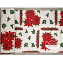 Tela mantel Navidad Flor de Pascua y acebos
