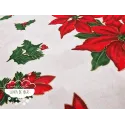 Tela mantel Navidad Flor de Pascua y acebos