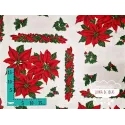 Tela mantel Navidad Flor de Pascua y acebos