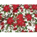 Tela mantel Navidad Flor de Pascua y piñas