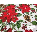 Tela mantel Navidad Flor de Pascua y piñas