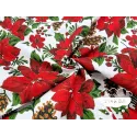 Tela mantel Navidad Flor de Pascua y piñas