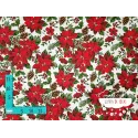Tela mantel Navidad Flor de Pascua y piñas