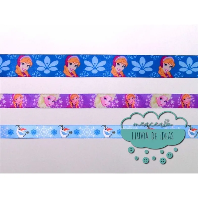 Cinta de raso o satén estampado - Colección Frozen Disney