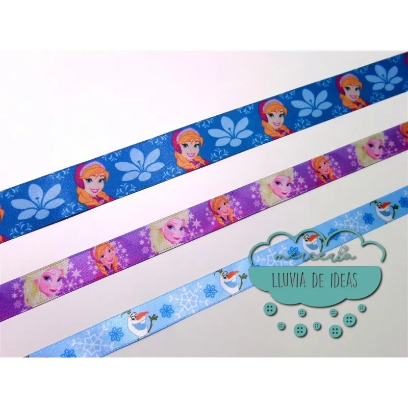 Cinta de raso o satén estampado - Colección Frozen Disney