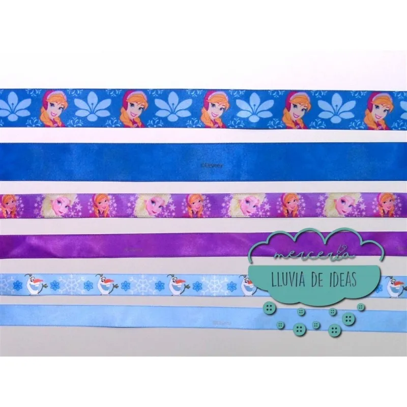 Cinta de raso o satén estampado - Colección Frozen Disney