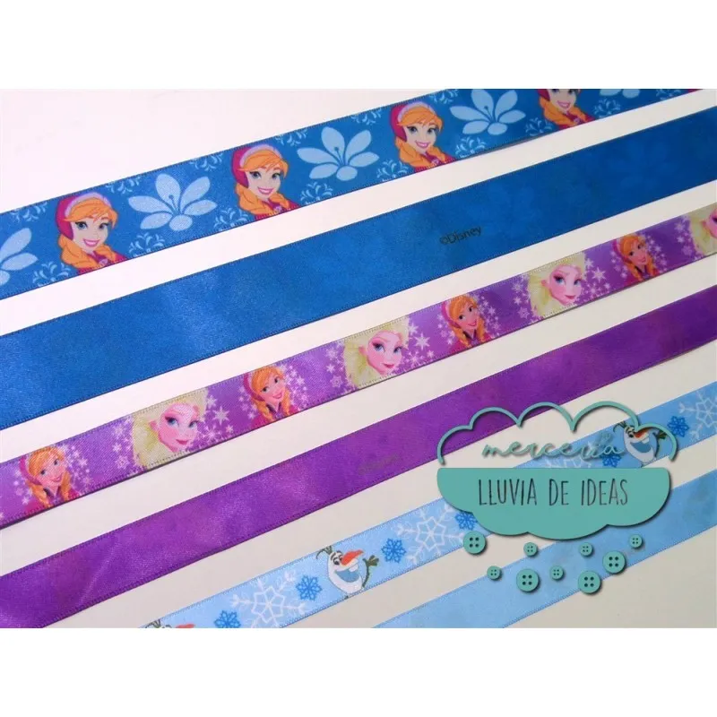 Cinta de raso o satén estampado - Colección Frozen Disney
