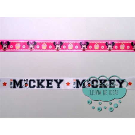 Cinta de raso o satén estampado - Colección Mickey & Minnie Disney