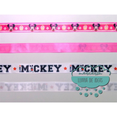 Cinta de raso o satén estampado - Colección Mickey & Minnie Disney - Disponible únicamente modelo inferior