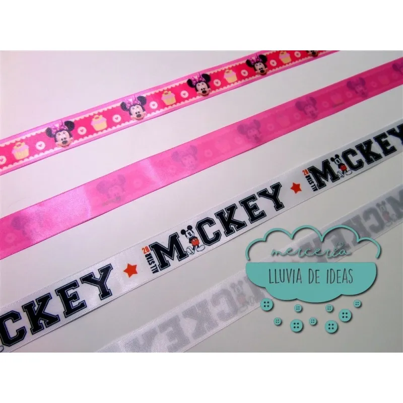 Cinta de raso o satén estampado - Colección Mickey & Minnie Disney - Disponible únicamente modelo inferior