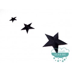 Aplicación bordada termoadhesiva - Serie Estrellas color negro
