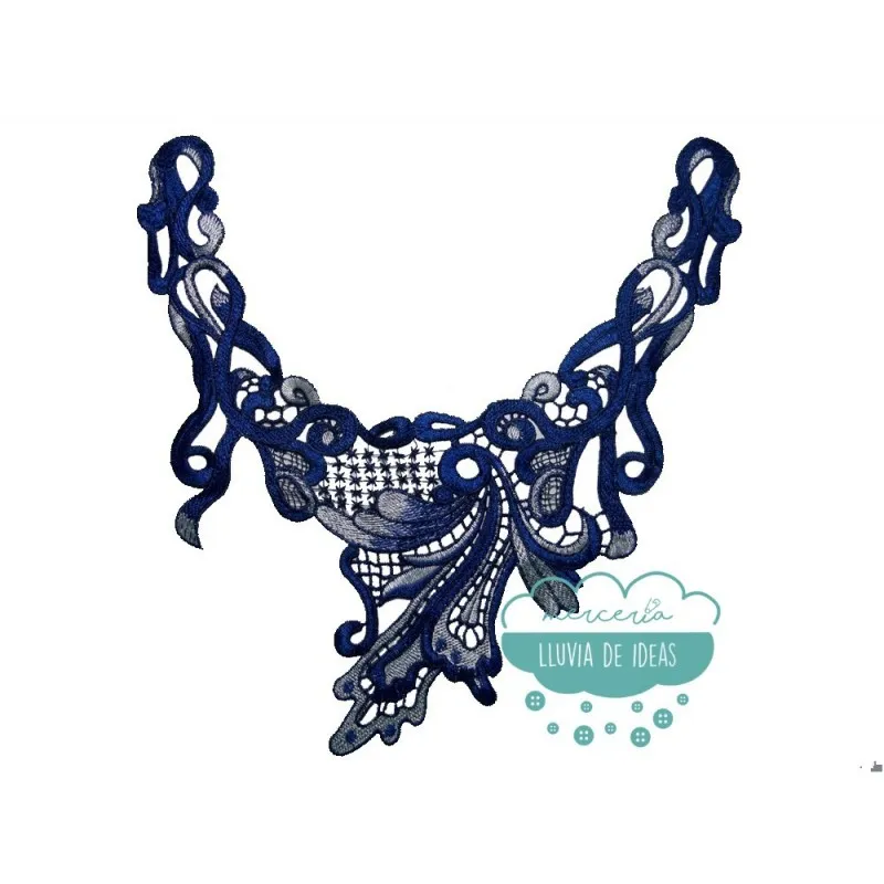 Aplicación bordada tipo cuello - Serie Blue Mercería Lluvia de Ideas