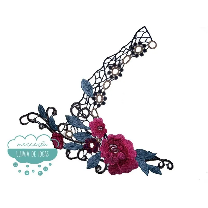 Aplicación bordada tipo cuello - Serie Magenta Mercería Lluvia de Ideas