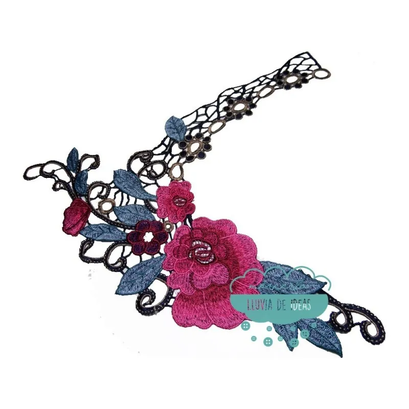 Aplicación bordada tipo cuello - Serie Magenta Mercería Lluvia de Ideas