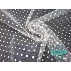 Tul flocado de topos, crudo 🌨 Mercería Lluvia de ideas 🌨