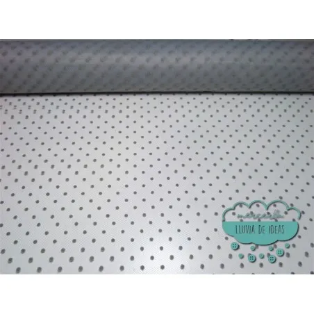 Tul flocado de topos - Color gris