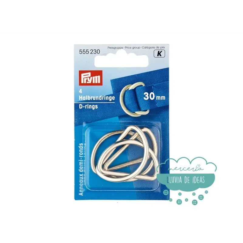 Anillas semi-redondas plateadas 30 mm. - Prym