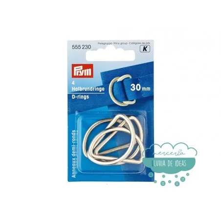 Anillas semi-redondas plateadas 30 mm. - Prym