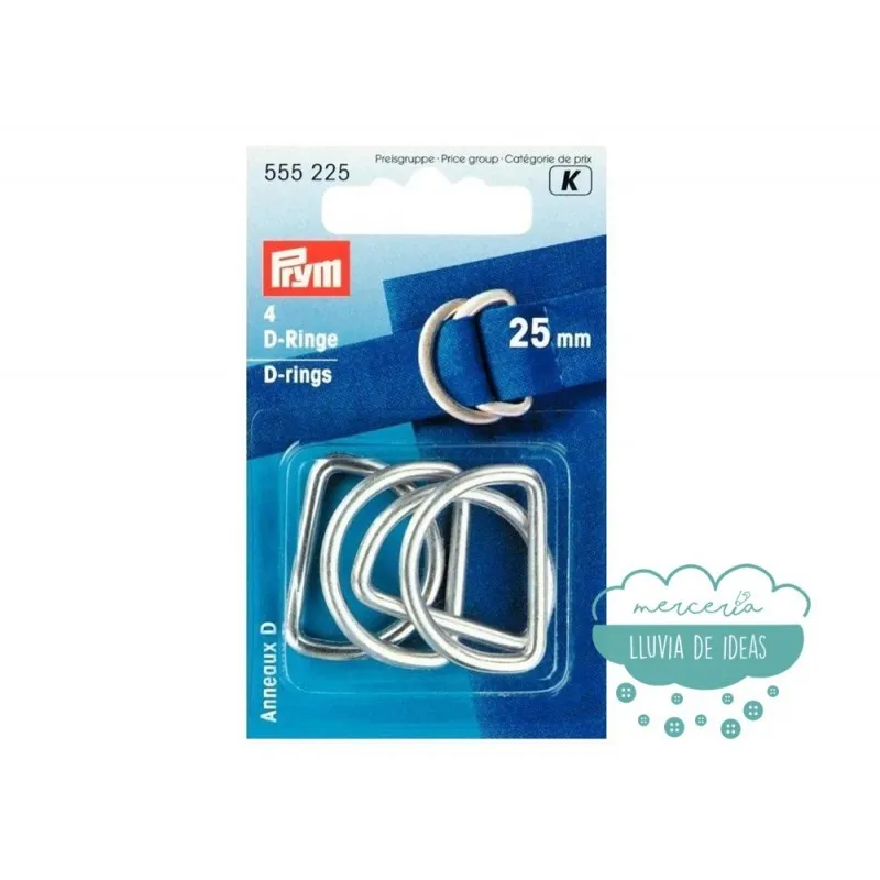 Anillas semi-redondas plateadas 25 mm. - Prym