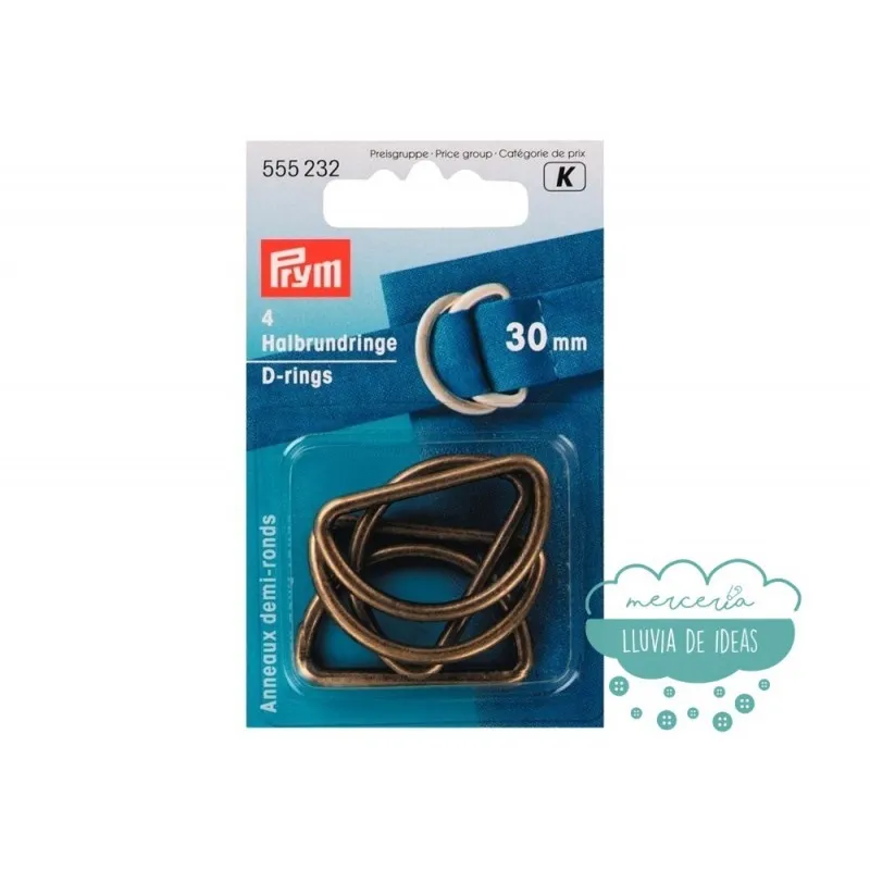 Anillas semi-redondas oro viejo 30 mm. - Prym