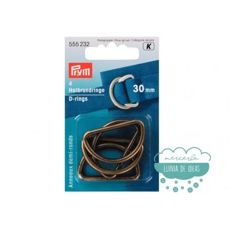 Anillas semi-redondas oro viejo 30 mm. - Prym