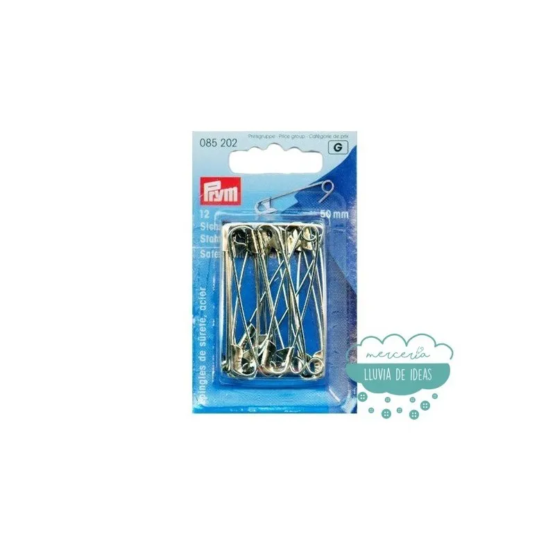 Pack de 12 imperdibles de acero 50 mm. - Prym