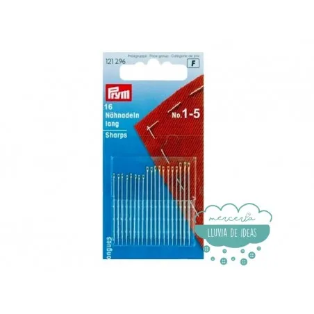 Agujas de coser a mano largas con punta fina nº 1-5 - Prym