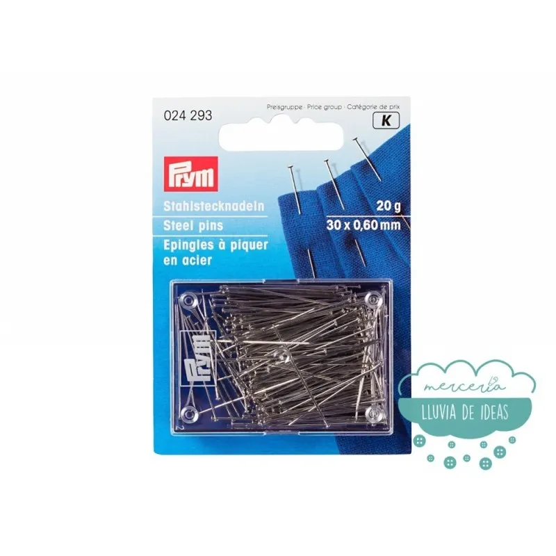 Caja de alfileres de acero 30 x 0,60 mm.