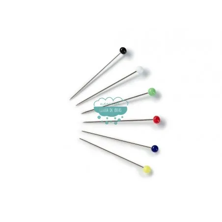 Caja de alfileres con cabeza de vidrio multicolor 30 x 0,60 mm. - Prym