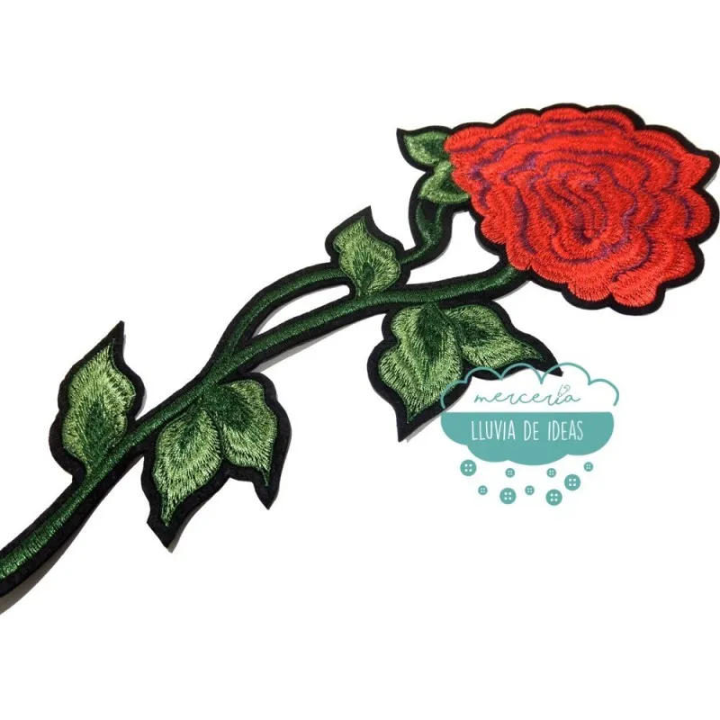 Parche bordado termoadhesivo - Rosa Rosae Mercería Lluvia de Ideas