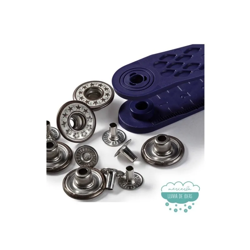 Botones metálicos plateados de estrellas para vaquero - Prym
