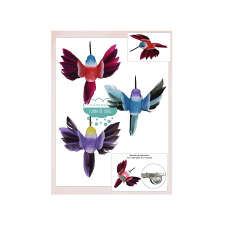 Aplique colibrí multicolor